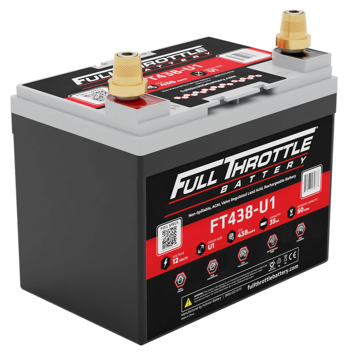 Full Throttle FT438 12V AGM Battery