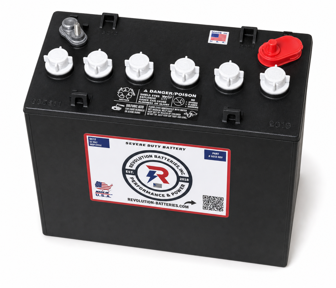 Revolution Batteries GC12 155Ah 12V flooded golf cart battery